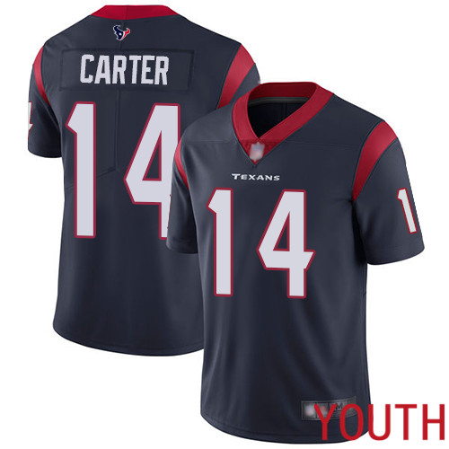 Houston Texans Limited Navy Blue Youth DeAndre Carter Home Jersey NFL Football #14 Vapor Untouchable->women nfl jersey->Women Jersey